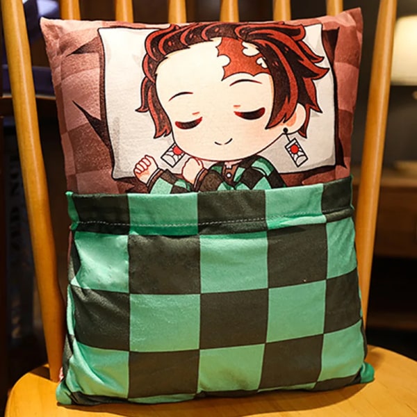 Demon Slayer Tecknad Anime Söta kuddar Kimetsu No Yaiba Tanjirou Zenitsu Nezuko Shinobu Giyuu Kudde Nackstöd Födelsedagspresenter 17 36x27cm