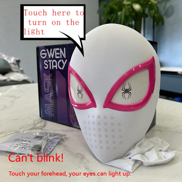 Spiderman no Way Home Huvudbonader Cosplay Moving Eyes Mask Spider Man 1:1 Fjärrkontroll Elastisk mask Leksaker för vuxna Barn Present Gwen lighting