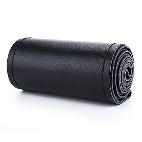 (svart tråd)Gör-det-själv 38cm Bilrattskydd Fläta på mjukt konstläder Bilskydd Bil med nål och tråd Biltillbehör black thread