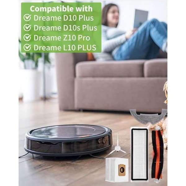 Tilbehørssæt til Dreame D10 Plus/L10 Plus/Z10 Pro Støvsuger, Reservedele til Dreame, 2 Hovedbørster