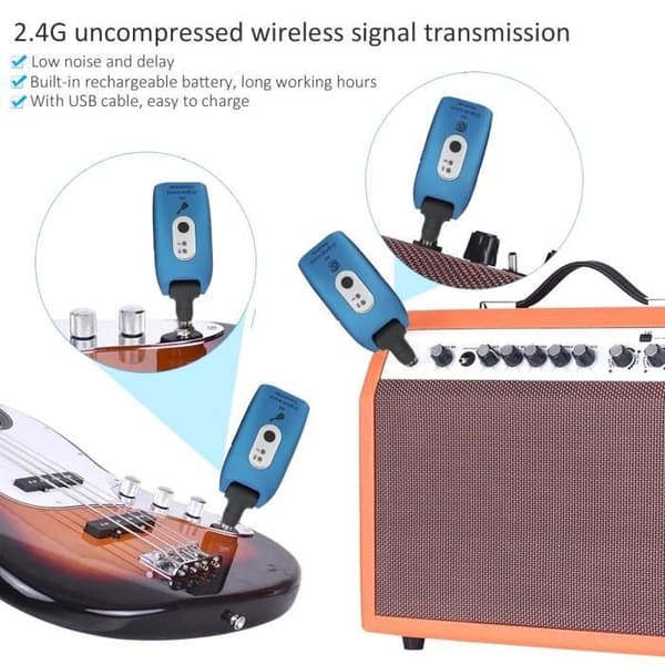 Trådløst gitarsystem gitarsender mottaker A9 2,4 GHz trådløst system USB-kabel instrumenttilbehør