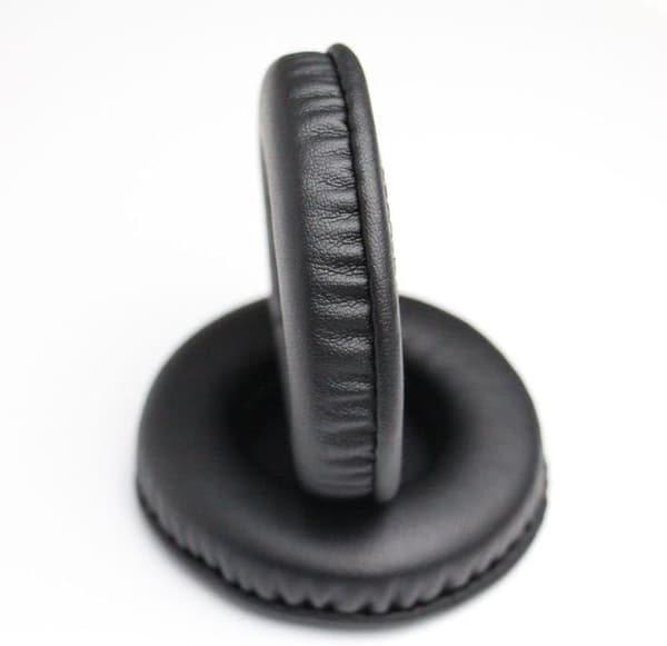 (Sort) Udskiftningssæt med læderørepuder til de fleste hovedtelefonmodeller: universal diameter 75 mm (1 par sort) Black
