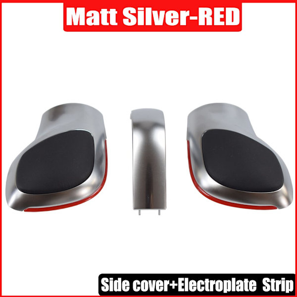 Krom Matt cap COVER ABS Växelspaksknopp Passar till Volkswagen VW Golf MK6 MK7 R GTI-Matt Silver-Röd 2 Matte Silver-Red 2