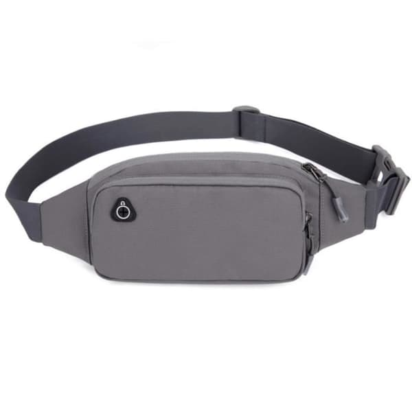 (Grå) Midjeväska - Stor Kapacitet - Lättvikt - 2 Fickor - Snabbspänne - Nylon gray