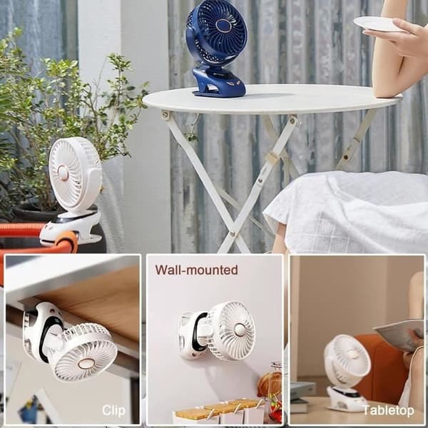 Bordventilator - INTET MÆRKE - Bærbar Mini USB - 5 Hastigheder - LED-display - Støjsvag White