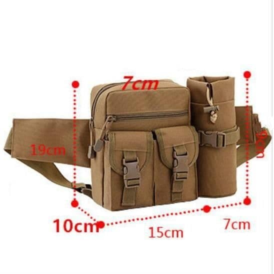 (Khaki) Pung - 600D Nylon - Khaki - Justerbart bælte Khaki