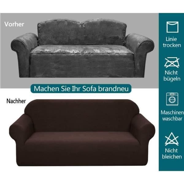 (Lysegrå, Sjokolade) Sofatrekk - HAOPYOU - 2-seter - Vanntett Stretch - Lysegrå - Sjokolade Light gray, Chocolate