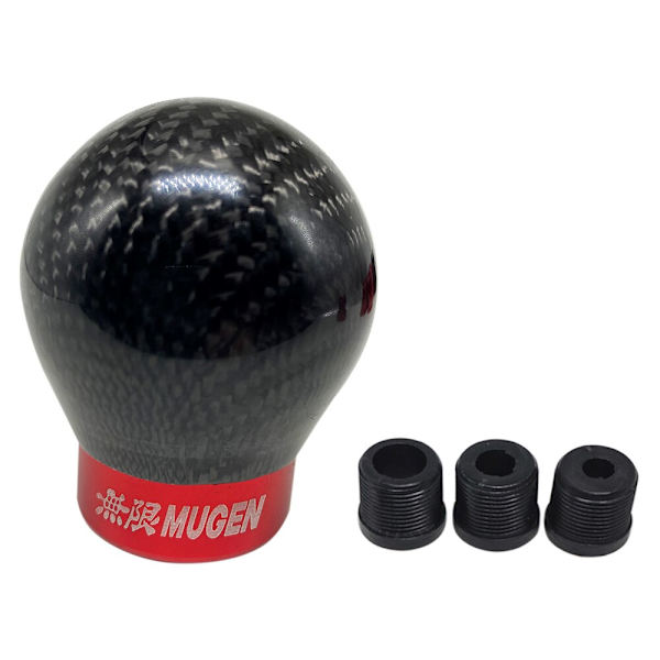Bilracing Real Carbon Fiber Ball Shift-ratt Manuell växellåda Växlingsratt med 3 adaptrar-Röd-MOMO Red-MOMO