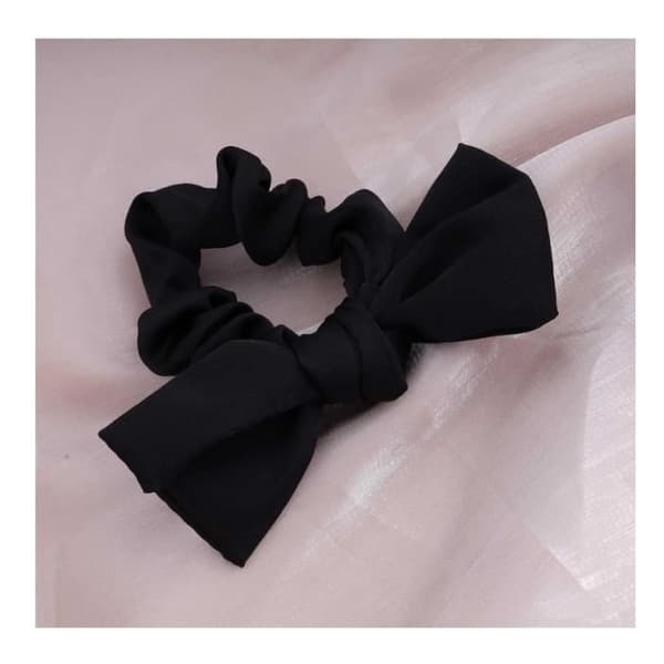 Satin Scrunchie Rep Elastisk Sidenband Svart Rosett Hårrep Siden Satin Scrunchie