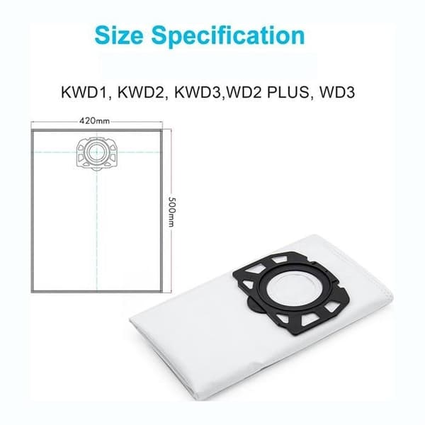 Støvsugerposefilter Passer til Karcher KFI 357 KFI357 KA 40 Erstatningspose til Karcher 2.863-314.0WD2 plus WD3