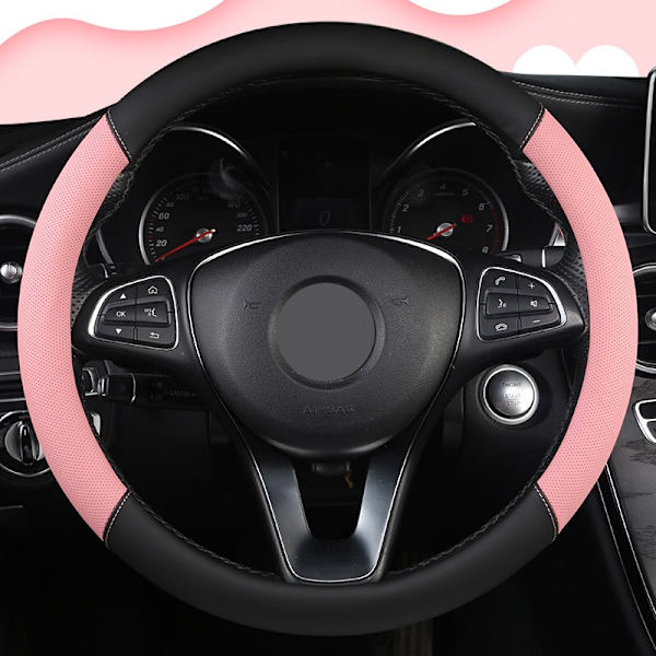 (Rosa) Cover 5 färger för kvinna tjej Andas fläta på ratten Funda Volante Universal Auto Car Styling Pink
