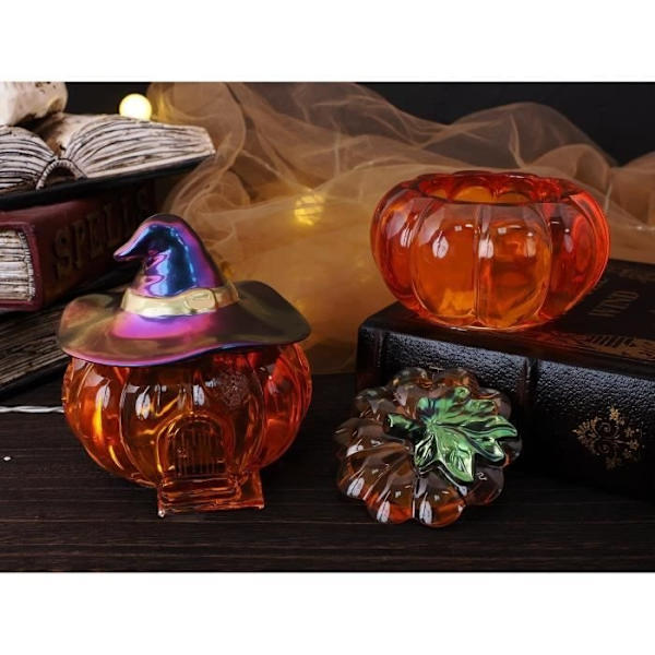 Silikoneforme - Uspecificeret - Halloween Græskar - Sæt med 2 - Hat Låg - Epoxy Opbevaring
