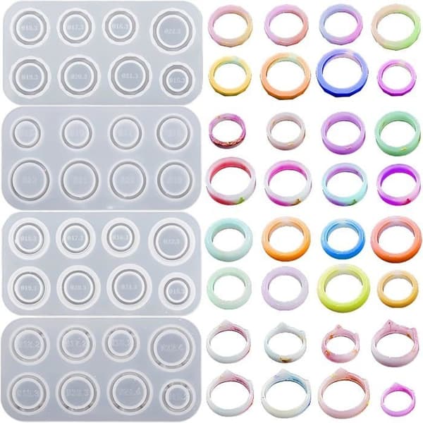 4-pak Resin Ring Silikoneform, Rund Form Epoxy Resin Forme til Resin Støbning, Håndværkssæt