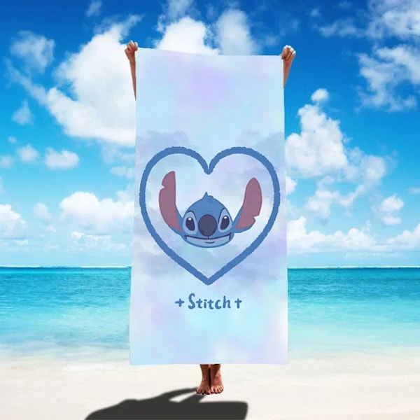 Disney Lilo & Stitch Badhandduk Tecknad Mjuk Absorberande Snabbtorkande Strandhanddukar Kawaii Anime Angel Stitch 3D Print Badhanddukar 2 Thin style 75x150cm