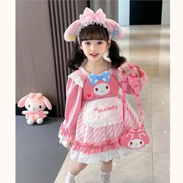 Anime Kawaii Sanrios My Melody Kuromi Lolita Barn Prinsessklänning Bekväm Söt Söt Tjej Tutu-kjol Toddler Födelsedagskläder Kuromi 33 100 cm