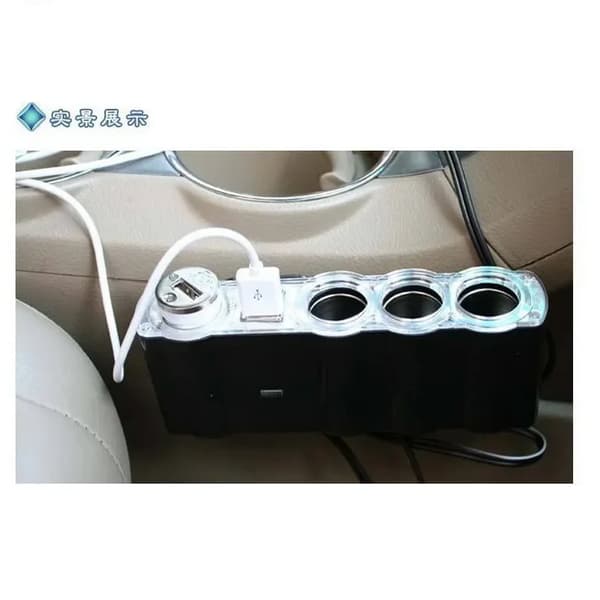 Universal Bilforlænger Splitter 12V 4-vejs Auto Multi Socket USB-stik Adapter Oplader Dobbelt USB Bil Cigarettænder