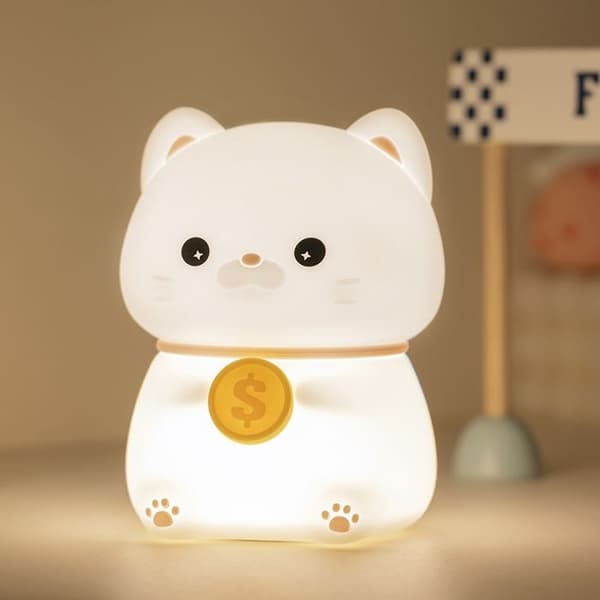 Sengelampe USB Silikone LED Natlampe til Børn Mini Kat Natlampe Feriegave til Børn