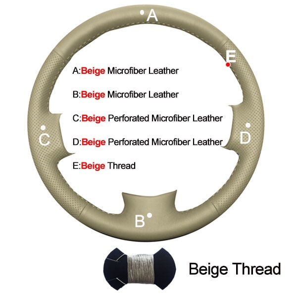 (Beige läder) Cover för bil till Subaru Forester 2005 - 2007 Outback Legacy 2005 - 2007 Fläta på ratten Volant 2006 Beige Leather