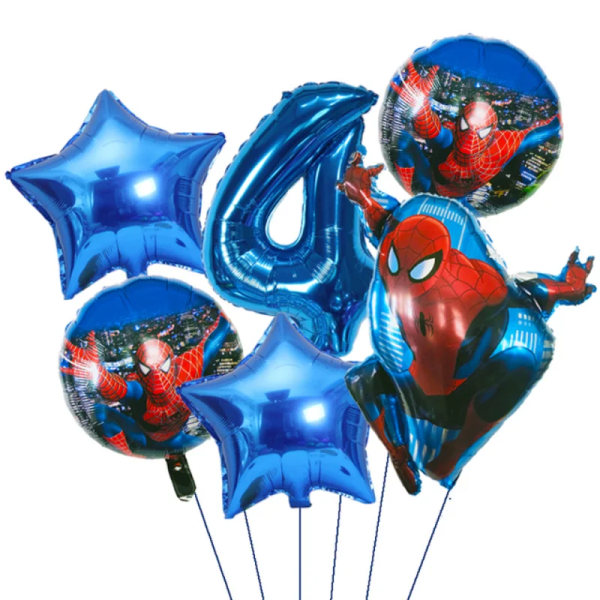 6st Marvel Super Hero Spiderman Set Barn Födelsedagsfest Dekoration Baby Shower Uppblåsbar Pojkar Toy Globos 1