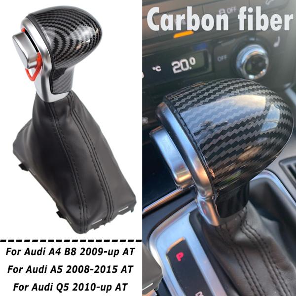 För Audi A4 B8 A5 Q5 2009 2010 2011 2012-2014 Automatisk växelspak för bil Växelspaksknopp Damask Stövel Läderskydd-Carbon Carbon