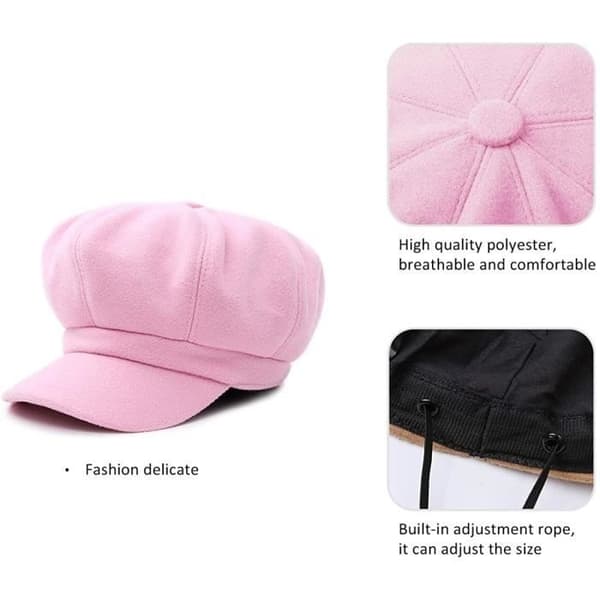 Basker - Elegant - Baskerhatt för dam - Mocka och polyester - One Size - Rosa pink