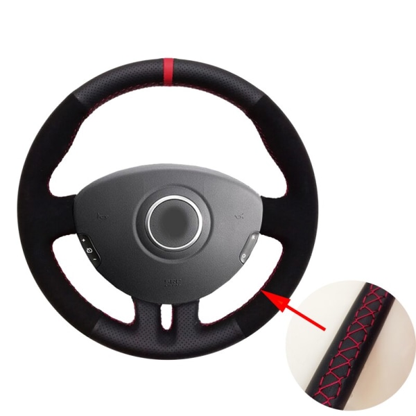 (röd markörtråd)Svart Läder Mocka Röd Marker Cover till Renault Clio 3 2005-2013 Clio dynamics 2008 clio mk 3 2010 red marker thread