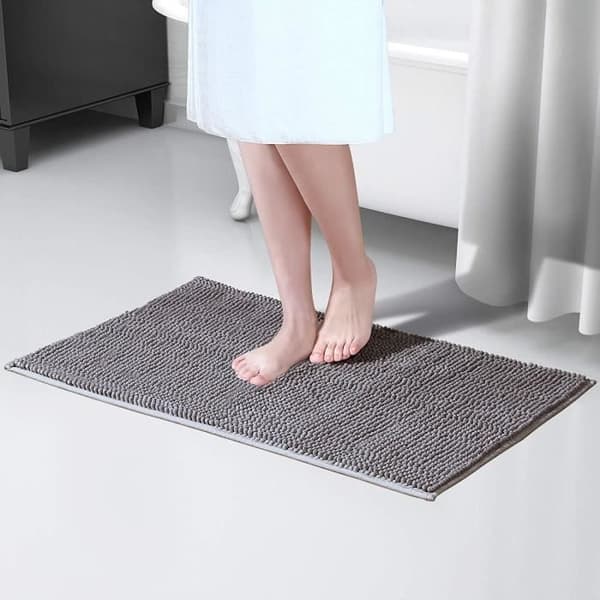 Skridsikker absorberende bademåtte 60 cm x 40 cm Chenille Microfiber brusemåtte til badeværelse