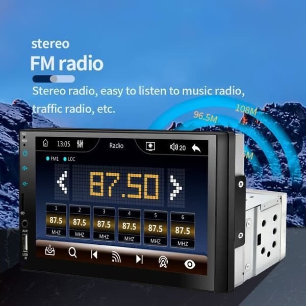7\" Bilradio - PRUMYA - Android Carplay Multimedieafspiller - HD Touchscreen - Bluetooth 2.0 - Double-Din