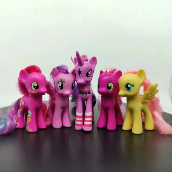 Äkta tecknad My Little Pony Animefigurer Twilight Sparkle Rainbow Fluttershy Pinkie Pie Rarity Ponny Modell Leksakspresent Clear