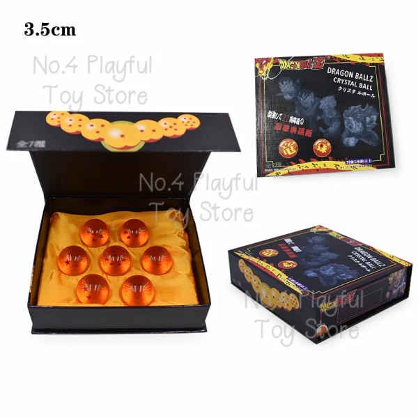 3,5 CM Anime Dragon Ball Seven Stars Slickball Orange Blå Resin Kristall Globe Desktop Ornaments Leksaker Collection Present blue with box