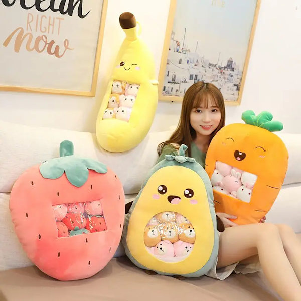 En plyschpåse Pudding Leksaker Cookie Balls Japansk animation Sumikko Gurashi Sakura Bunny Frukter Avokado Banan Godispåse Present style-4-mouse