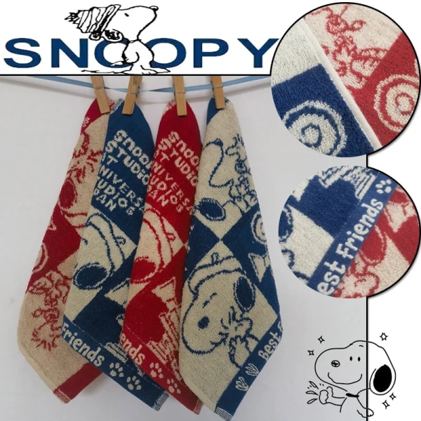 25x25cm Snoopy bomullshandduk för barn i jacquard dubbelsidig frotté förtjockad liten fyrkantig handduk absorberande barnhandduk Snoopy-2 25x25cm