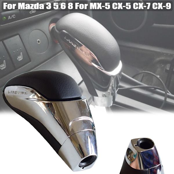 För Mazda 3 BK 2007 2008 2009 år Läderväxel växelspaksspak Gaitor Automatisk växellåda-Krom Chrome