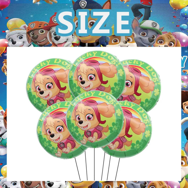 PAW patrullerade dekorativa ballonger för fest födelsedag dekoration flickor gynnar festtillbehör Skye 6 st rund folieballong gör-det-själv-presenter C Ballon 6Pcs