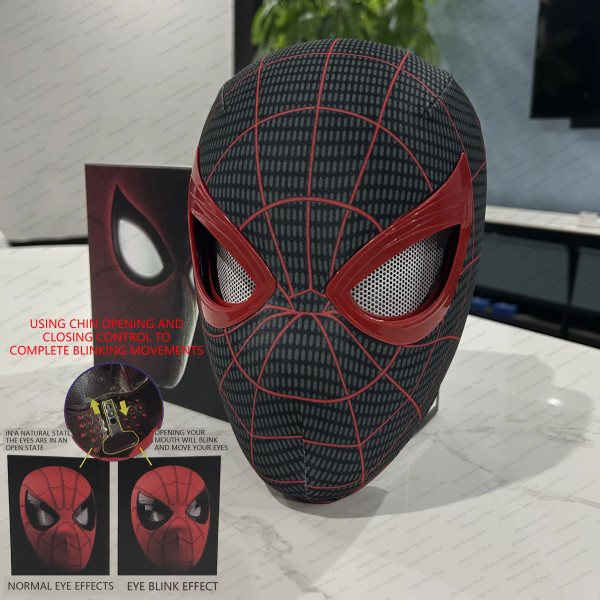 Spiderman no Way Home Huvudbonader Cosplay Moving Eyes Mask Spider Man 1:1 Fjärrkontroll Elastisk mask Leksaker för vuxna Barn Present with box