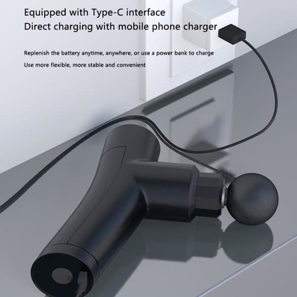 FL-JM03 (Sort) - Mini Muskelmassagepistol, Kropsmassager, Smerteterapi, Professionel Massage