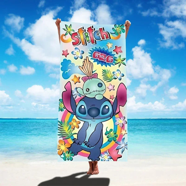Disney Lilo & Stitch Badhandduk Tecknad Mjuk Absorberande Snabbtorkande Strandhanddukar Kawaii Anime Angel Stitch 3D Print Badhanddukar 14 Thin style 75x150cm