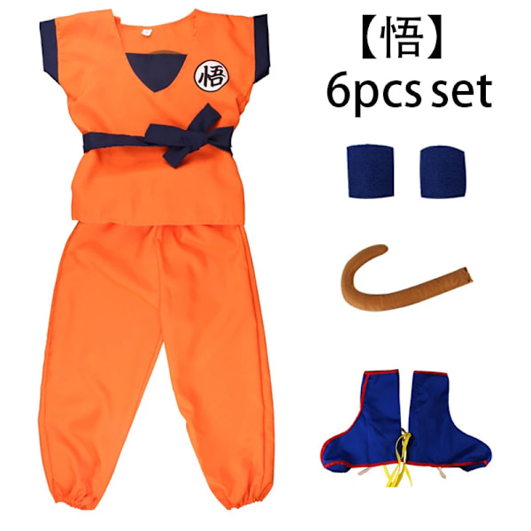 Anime Dragon Ball Barndräkt Son Goku Gui Cosplay Kläder Barnens dag Halloween Alla helgons dag Performance Outfit Vuxen WU - 6pcs set 170-185cm