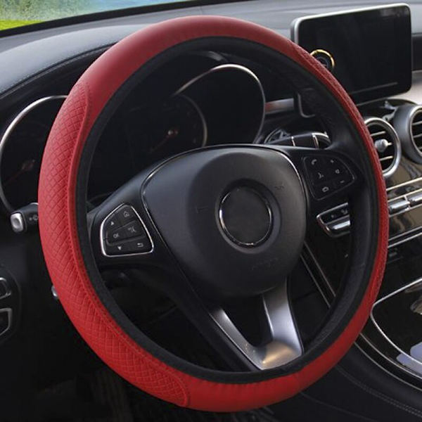 (20201129-RD)Car Auto Universal rattkåpa Cover Mikrofiber Andas Anti-Slip Cover 15''/38cm Case 20201129-RD