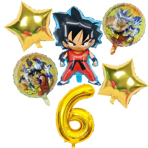 6st/ set Dragon Ball Z Anime Figur Folie Ballong Barn Födelsedagsfest Tillbehör Baby Shower 32I Antal Globos DIY Party Dekoration 6Pcs-Number-9