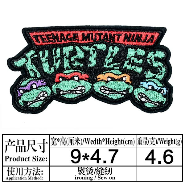 Nya Teenage Mutant Ninja Turtles Broderi Tyg Dekaler TMNT Backing Brodery Stickers Kläder Tillbehör Patch Stickers TMNT-5