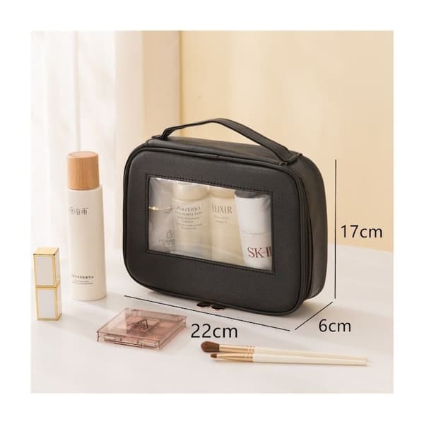 Transparent makeup taske med rum