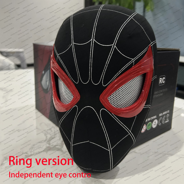 Mascara Miles Spiderman Huvudbonader Cosplay Moving Eyes Elektronisk mask Spider Man 1:1 fjärrkontroll leksaker för vuxna Barn Present Ring version