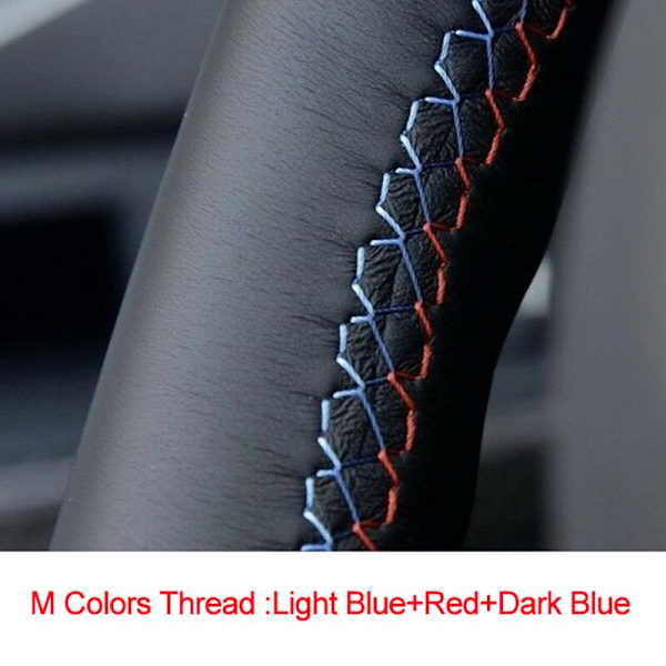 (Ljusblå Röd Blå)Handsömnad Cover Top Cow Läder Fläta på ratten För Land Rover Range Rover 2003-2010 2011 2012 Light blue Red Blue