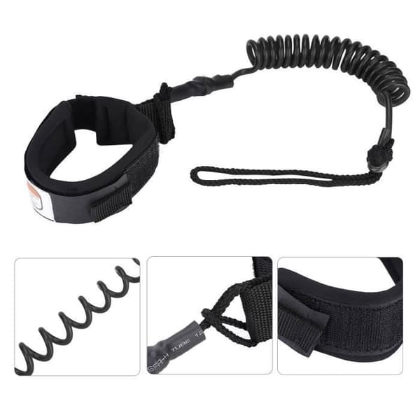 Stand Up Paddle Board 5mm Coiled Spring Ben Fod Reb Surf Leash til Surfbræt (sort)