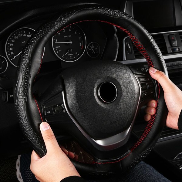(D)Bil suv diameter 37/38cm Auto cover Anti-halk prägling Läder Bilstyling Tillbehör Universal Braid Case passform D