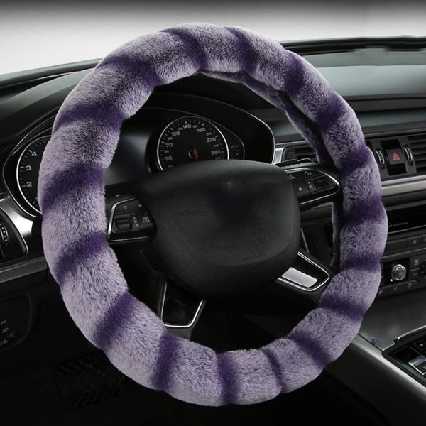 (Lila)Bilrattkåpa Cover Vinter Mjukt Och Bekvämt Håll Varmt Bilinteriörtillbehör Tillbehör Para Auto Stuurhoes Purple