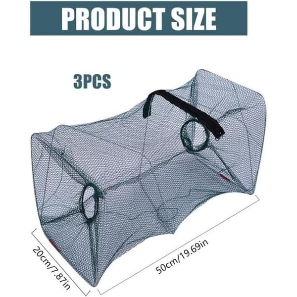 Fiskefælde - Uspecificeret - 50 x 20 cm - Foldbar - Madpose inkluderet - Holdbart nylon