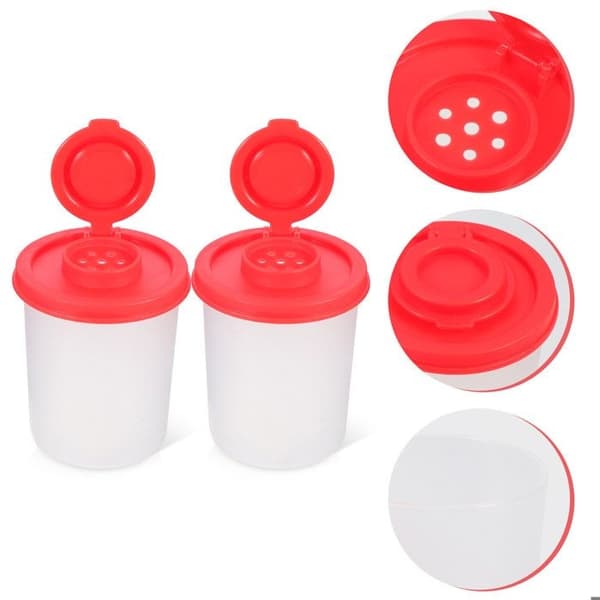 Sett med 2 mini krydderflasker, små pepperflasker, transparente pepperstrøere, krydderbeholder