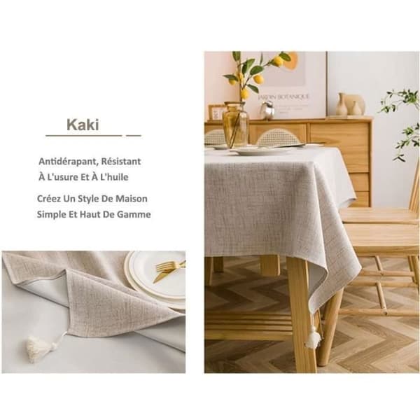 (Khaki) Rektangulær dug i fortykket polyester - Khaki - 110 x 160 cm Khaki